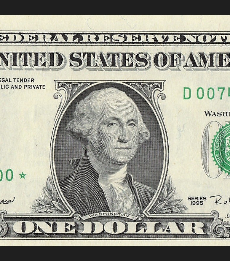 Bookend Fancy Serial Number One Dollar Star Note 00s Cleveland 1995 $1