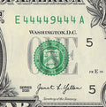 Seven of a Kind 4s One Dollar Bill Fancy Serial Number 2021 $1 EA Block
