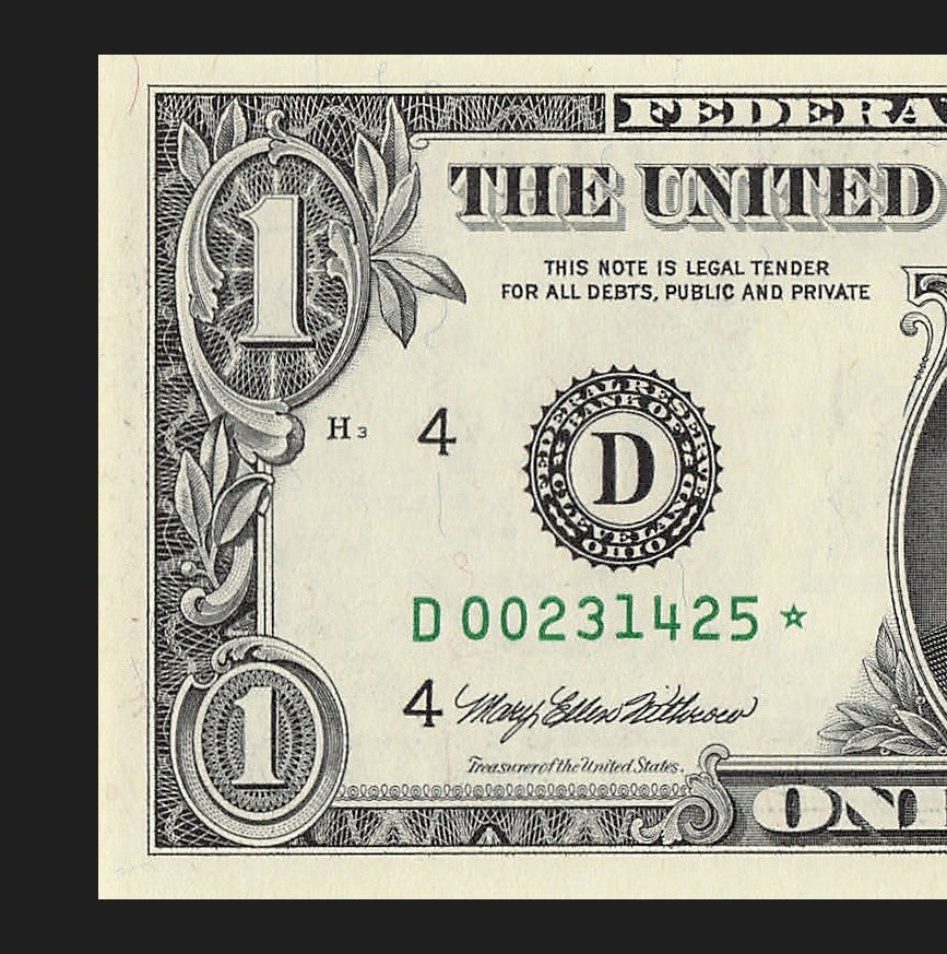Star Note One Dollar Bill 1999 $1 D* Block Cleveland Run 1 320K Sheet
