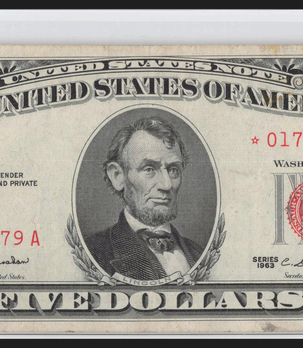 Repeater Star Note Fancy Serial Number Five Dollar Red Seal 1963 *A 0s 1s 7s 9s