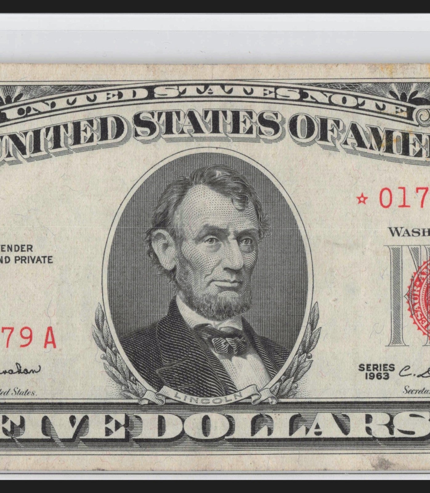 Repeater Star Note Fancy Serial Number Five Dollar Red Seal 1963 *A 0s 1s 7s 9s
