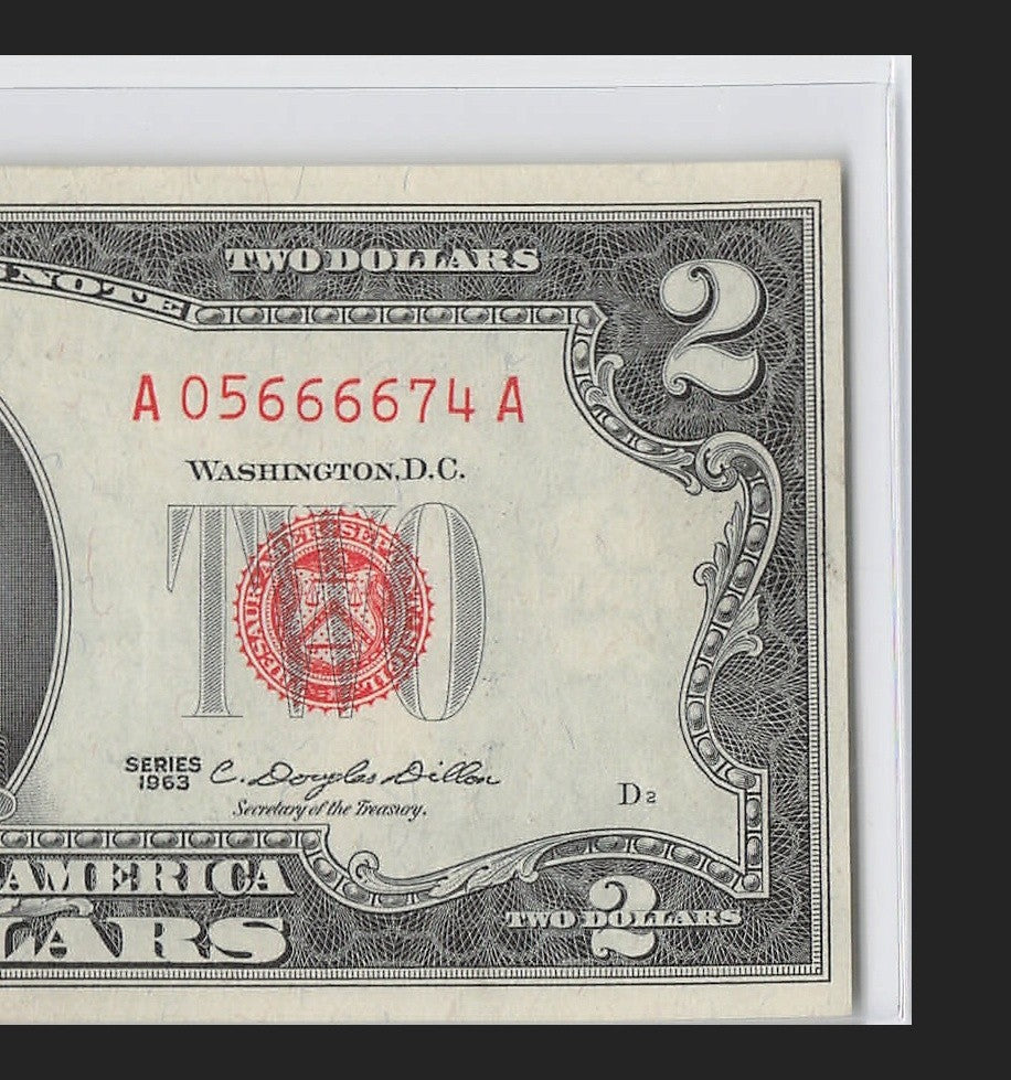 Four in a Row 6s Fancy Serial Number Two Dollar Red Seal 1963 $2 POS 3