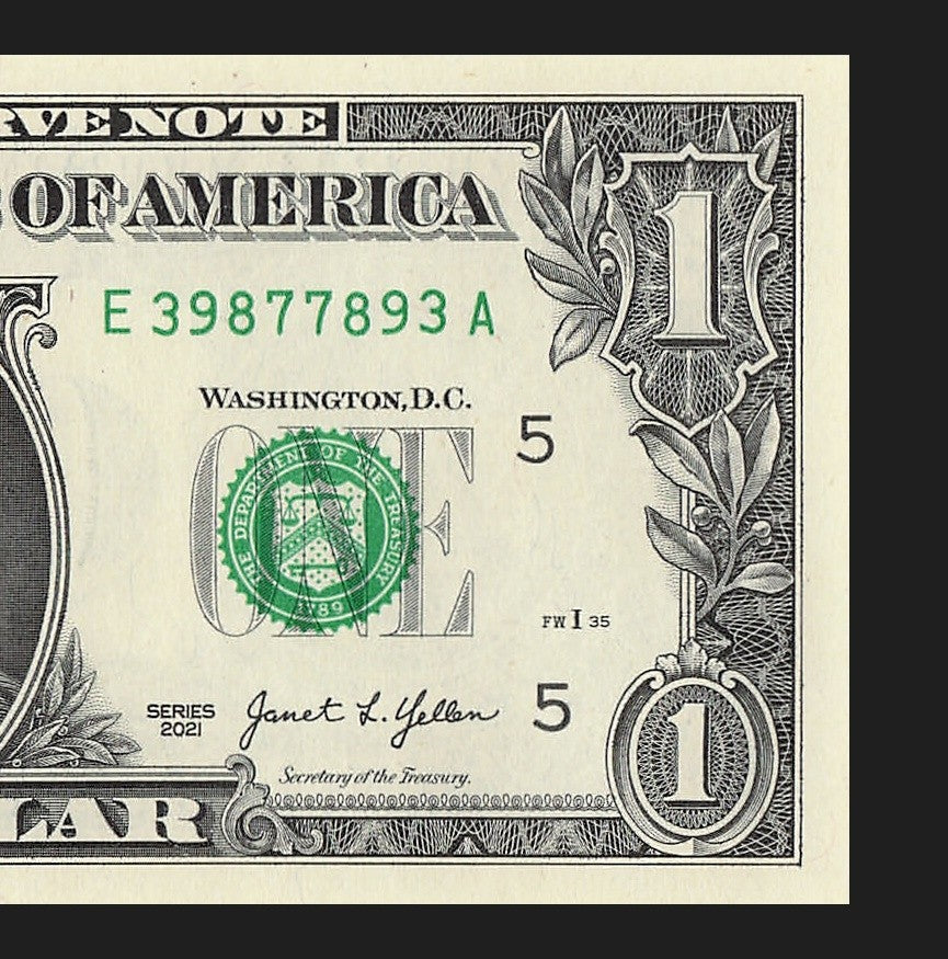Radar Fancy Serial Number One Dollar Bill 2021 $1 EA Palindrome 3s 9s 8s 7s