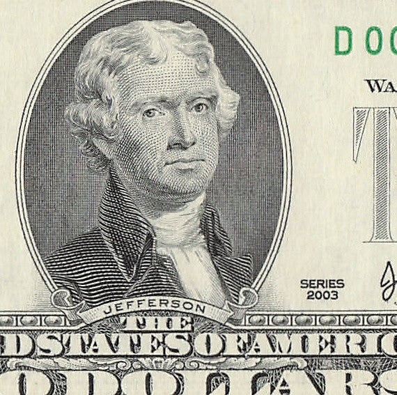 Binary Low Serial Number Star Note Two Dollar Bill D00004440* 4s 0s Cleveland