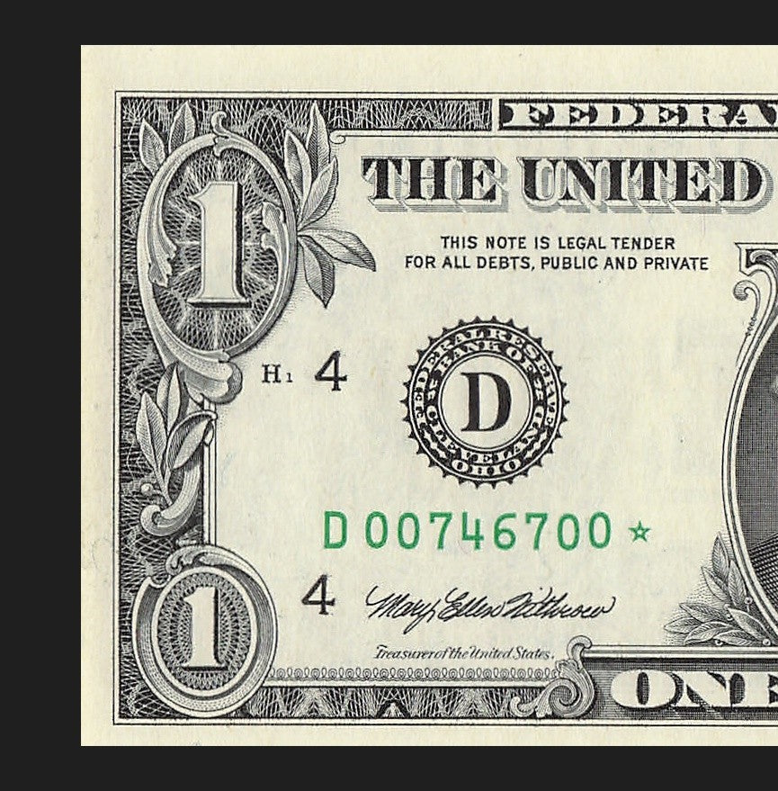 Bookend Fancy Serial Number One Dollar Star Note 00s Cleveland 1995 $1
