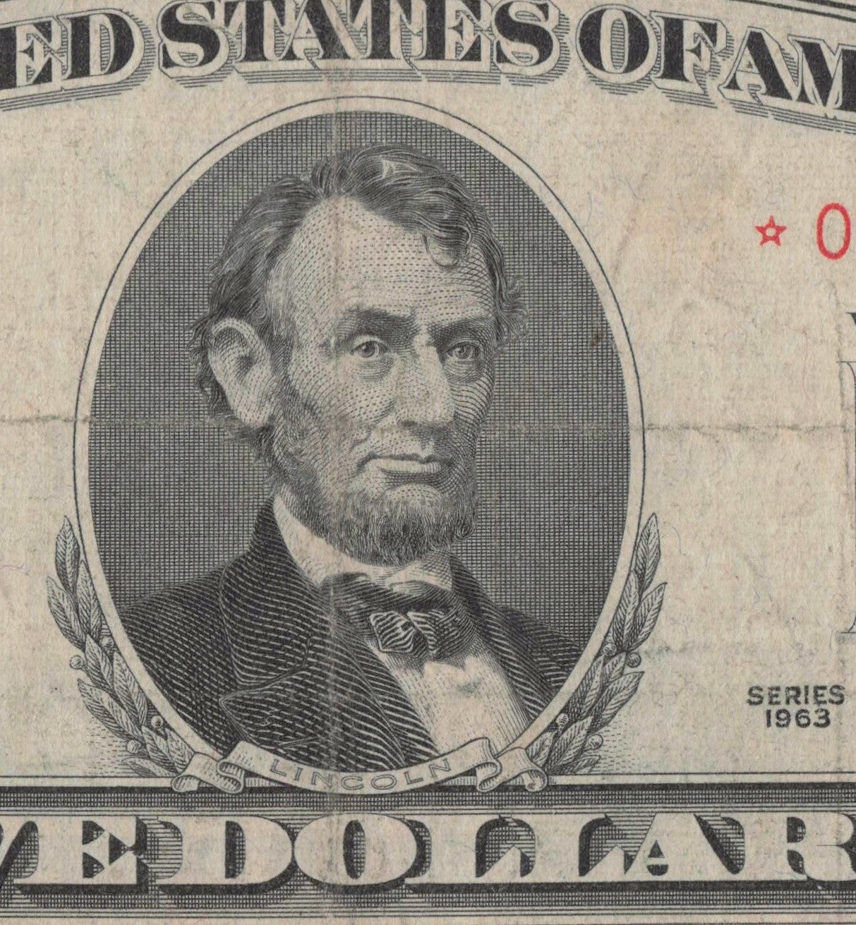 True Binary Star Note 0s 1s Fancy Serial Number Five Dollar Red Seal 1963