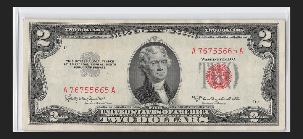 Trinary Fancy Serial Number Two Dollar Red Seal 1953 C Sequential 5s 6s 7s
