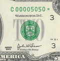 Binary Low Serial Number Star Note Two Dollar Bill C00005050* 5s 0s Philadelphia