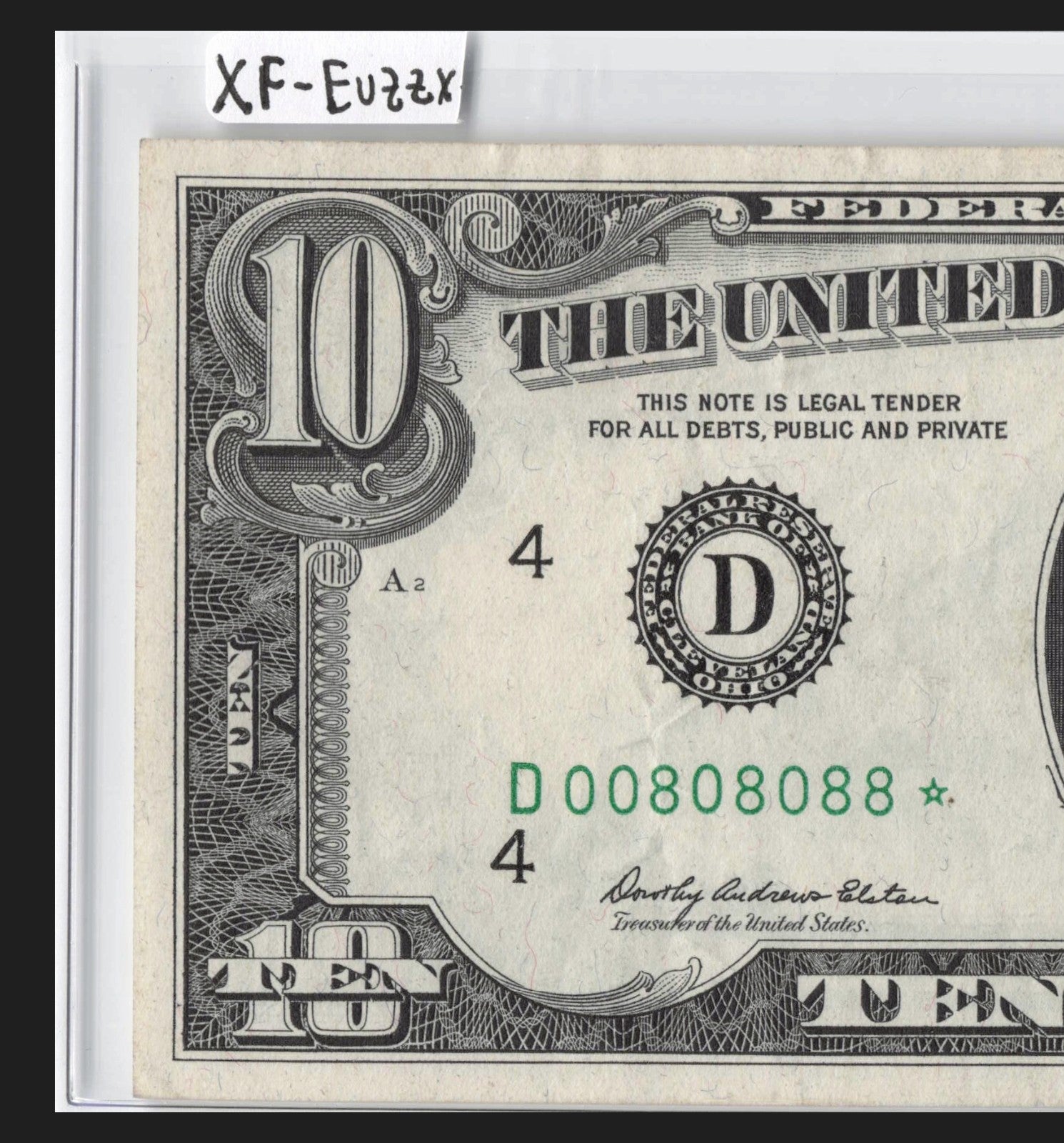 Binary Flipper 0s 8s Fancy Serial Number Star Note Ten Dollar Bill 1969 D* Block