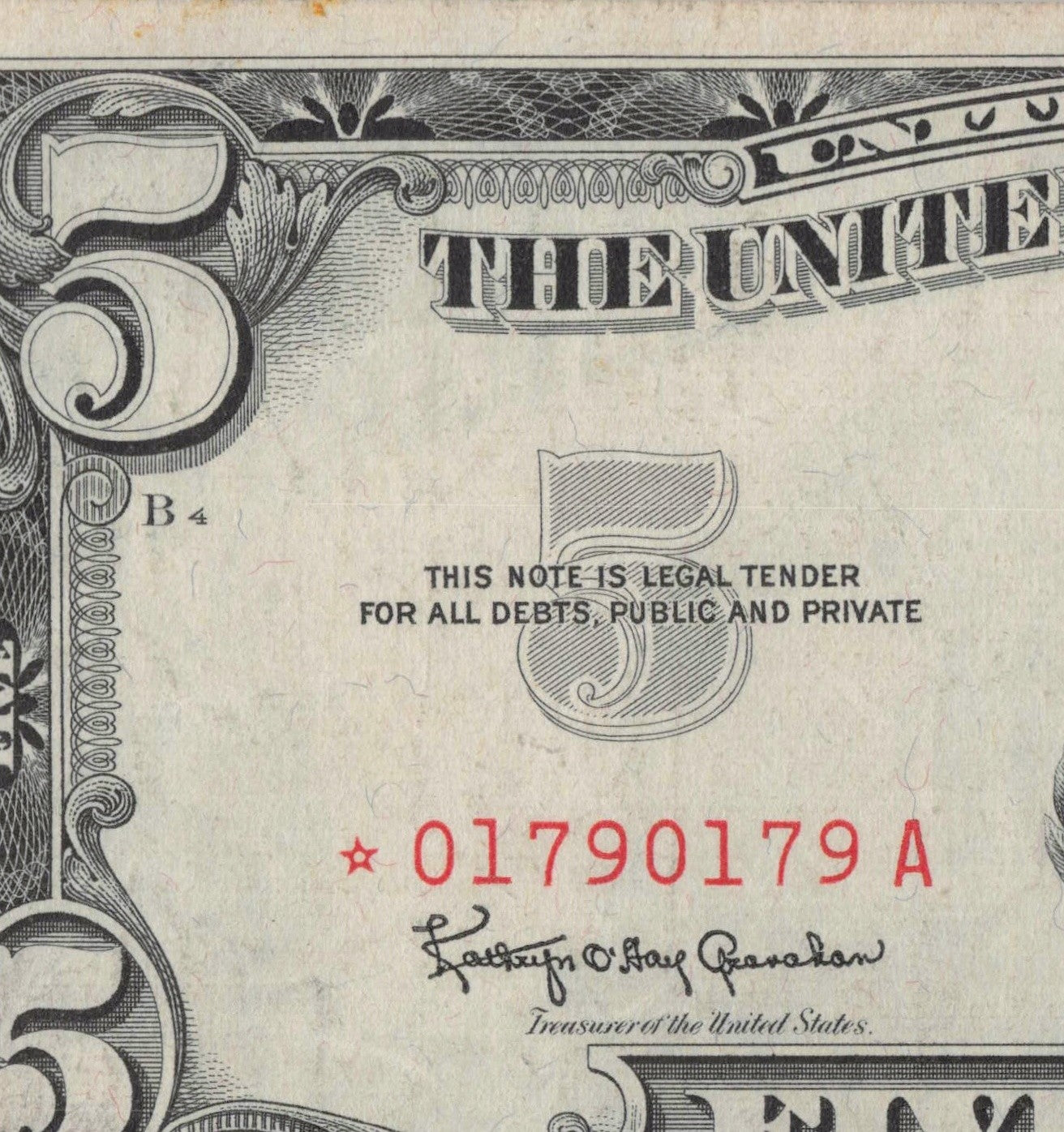 Repeater Star Note Fancy Serial Number Five Dollar Red Seal 1963 *A 0s 1s 7s 9s