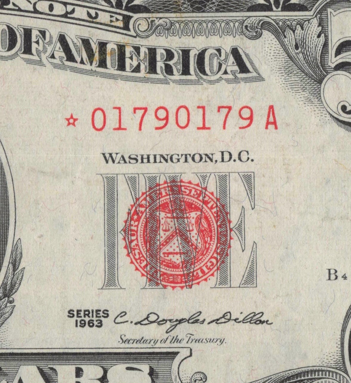 Repeater Star Note Fancy Serial Number Five Dollar Red Seal 1963 *A 0s 1s 7s 9s
