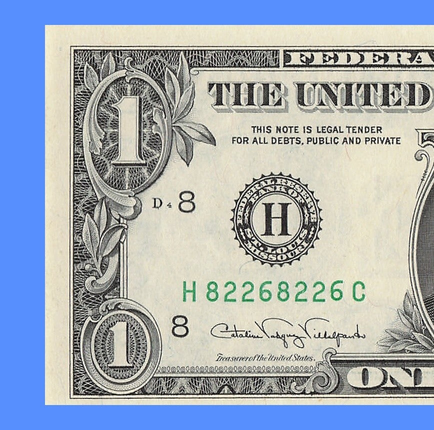 Repeater Fancy Serial Number One Dollar Bill 2s 6s 8s 1988A HC Block