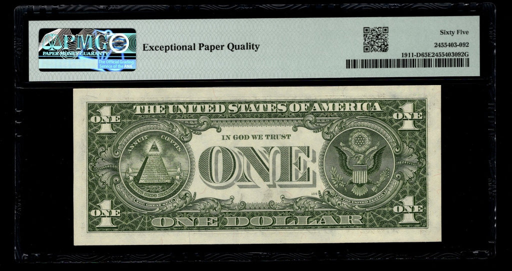 Low Serial Number 92 Fancy Serial Number One Dollar Bill PMG D0000092B