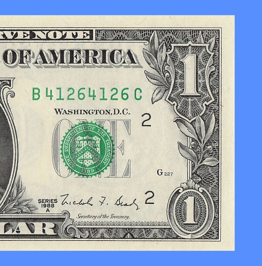 Repeater Fancy Serial Number One Dollar Bill 1s 2s 4s 6s 1988A BC Block