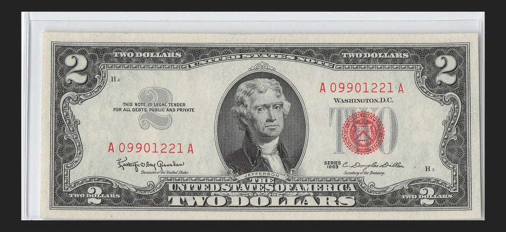 Double Radar Fancy Serial Number Two Dollar Red Seal 1963 0s 1s 2s 9s