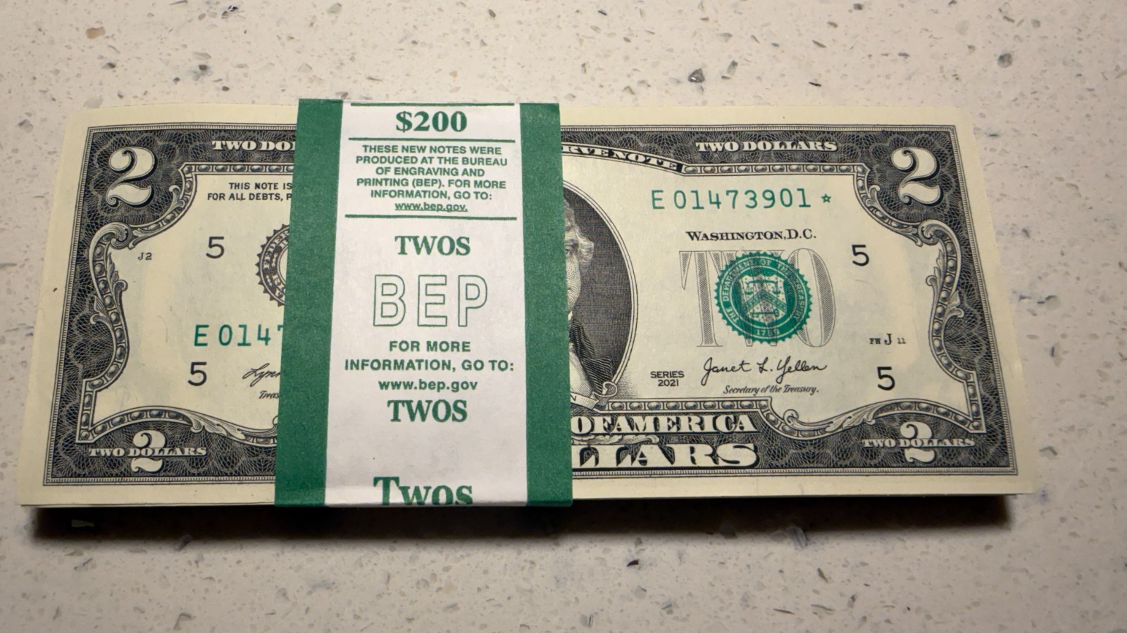 NEW 2021 $2 Star Notes E* Block Richmond SEQUENTIAL FROM BEP PACK LOT OF 1 NOTE