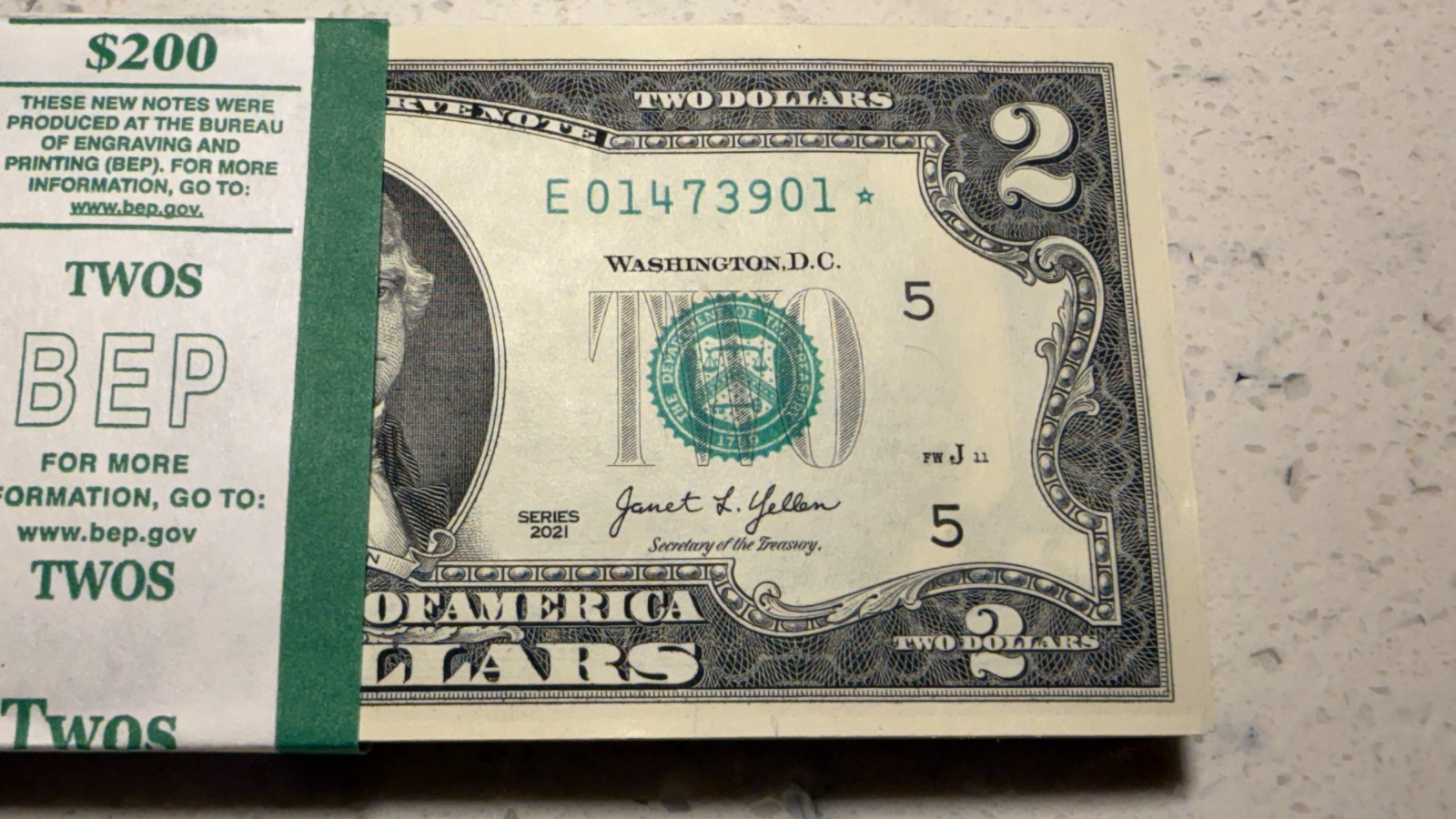 NEW 2021 $2 Star Notes E* Block Richmond SEQUENTIAL FROM BEP PACK LOT OF 1 NOTE