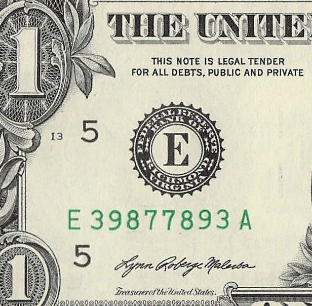 Radar Fancy Serial Number One Dollar Bill 2021 $1 EA Palindrome 3s 9s 8s 7s
