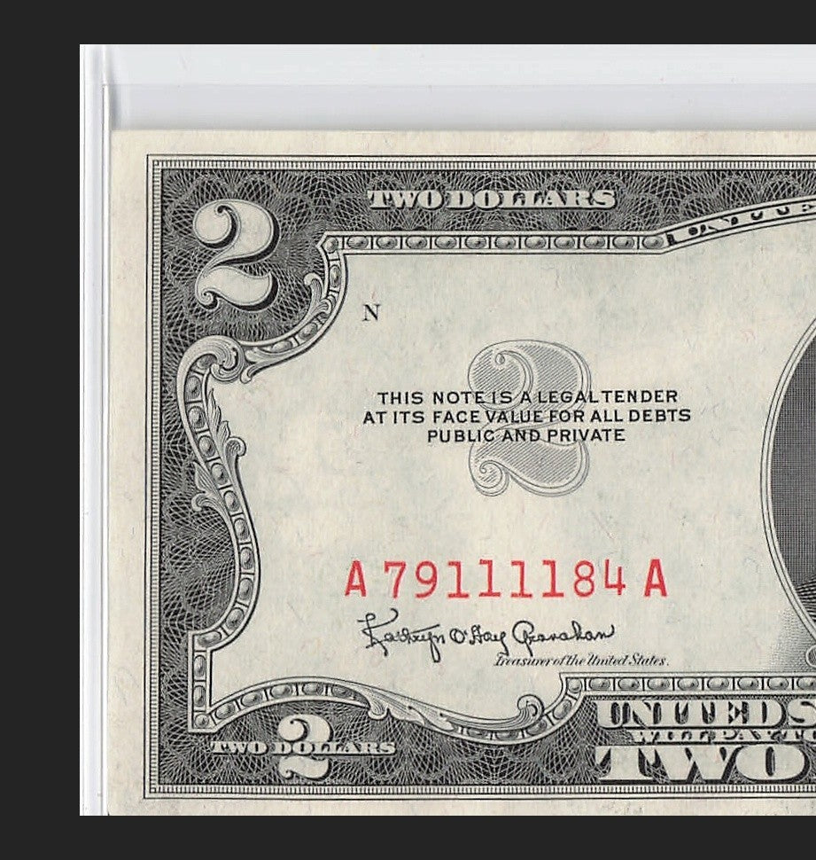 Four in a Row 1s Fancy Serial Number Two Dollar Red Seal 1953C $2 POS 3