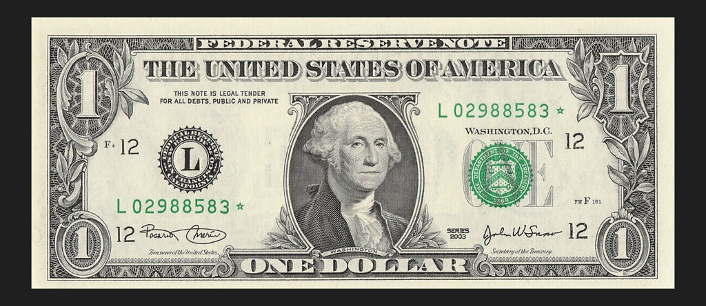 Star Note One Dollar Bill 2003 $1 L* Block San Francisco Run 1 3.2 Million Pack