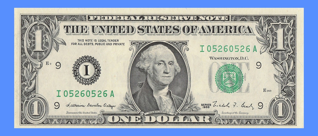 Repeater Fancy Serial Number One Dollar Bill 0s 2s 5s 6s 1988 IA Block