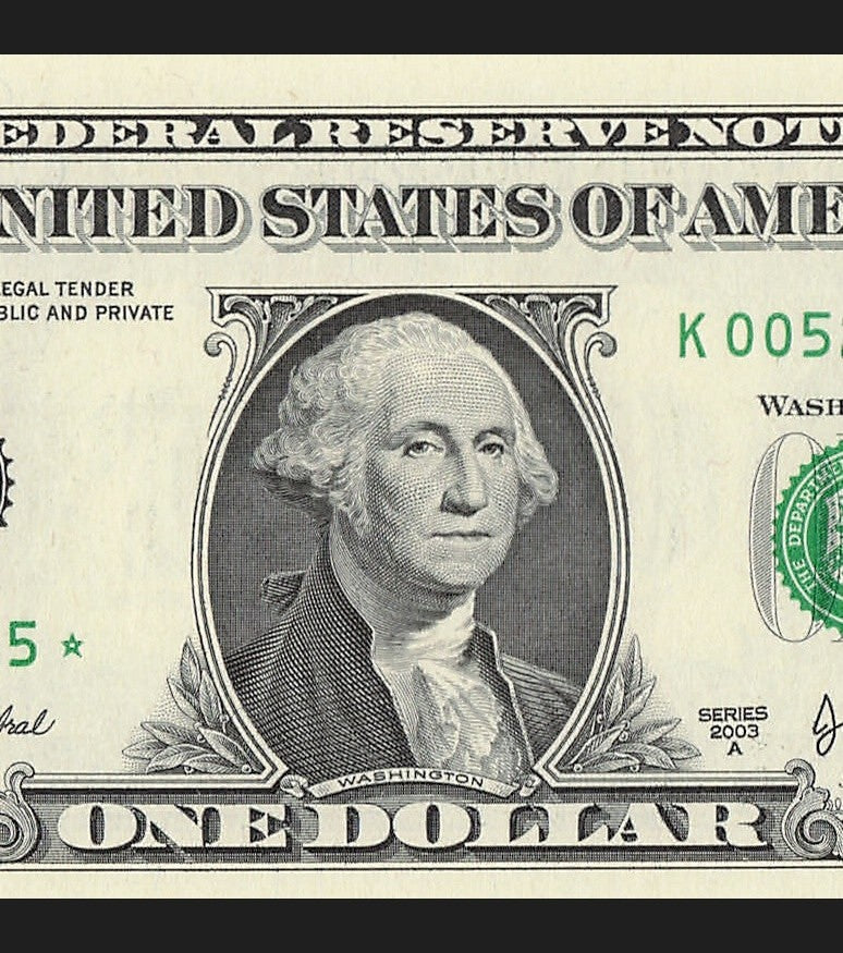 Star Note One Dollar Bill 2003A $1 B* Block Dallas Run 1 320K Sheet