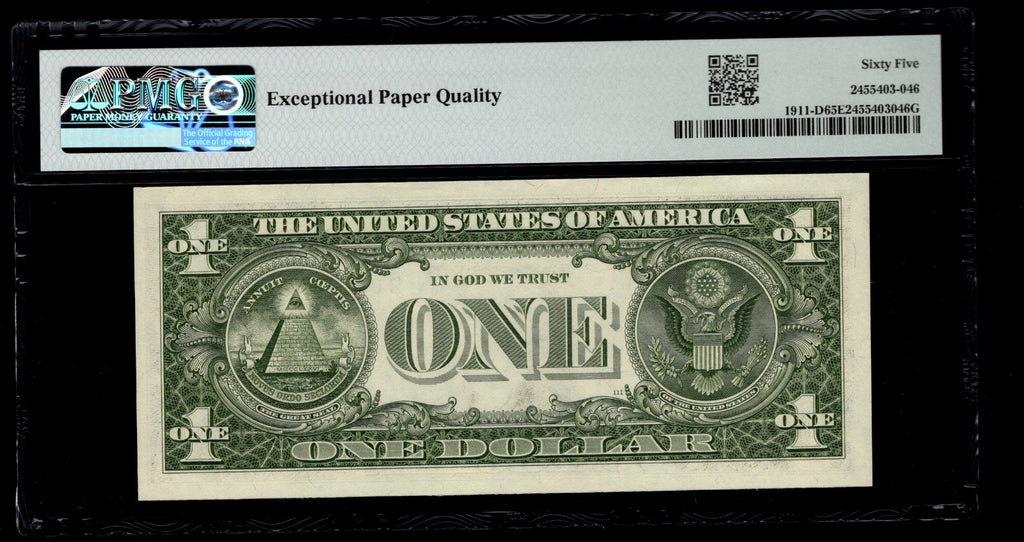 Low Serial Number 46 Fancy Serial Number One Dollar Bill PMG D00000046B