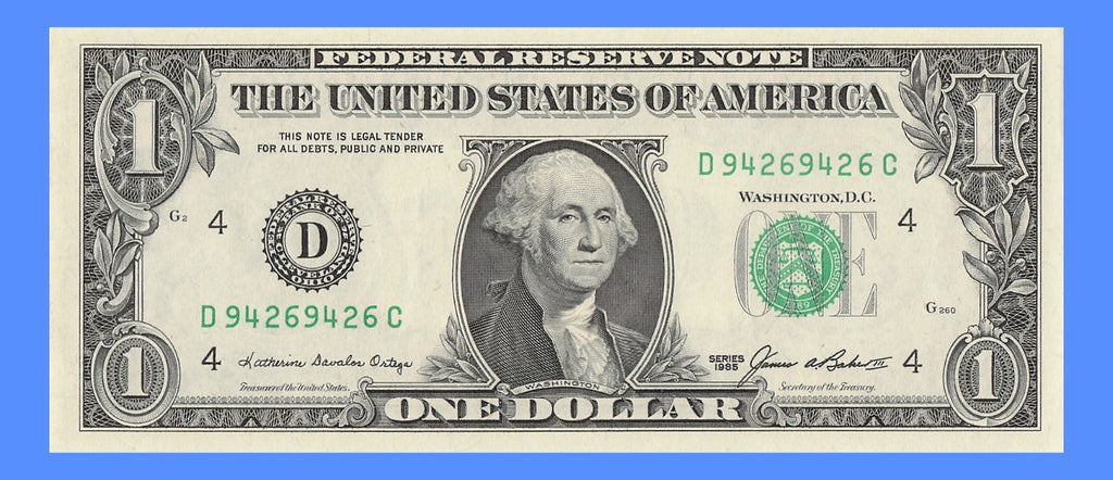 Repeater Fancy Serial Number One Dollar Bill 1985 2s 4s 6s 9s DC Block