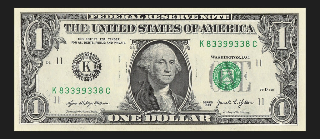 Radar Fancy Serial Number One Dollar Bill 2021 $1 KC Palindrome 3s 8s 9s