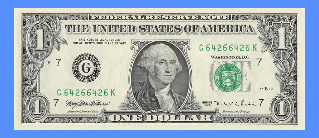 Repeater Fancy Serial Number One Dollar Bill 1985 2s 4s 6s GK Block Trinary