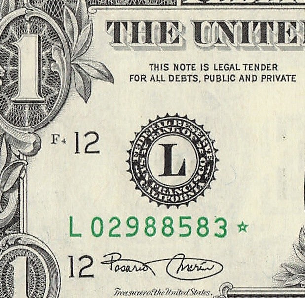 Star Note One Dollar Bill 2003 $1 L* Block San Francisco Run 1 3.2 Million Pack