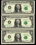 Star Note LOT One Dollar Bills 2001 F* Block Atlanta $1 Run 1 SEQ RUN of 3