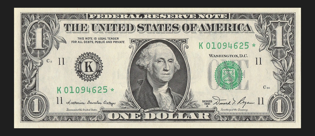 Star Note One Dollar Bill 1981A $1 K* Block Dallas Run 1 640K Productions UNC