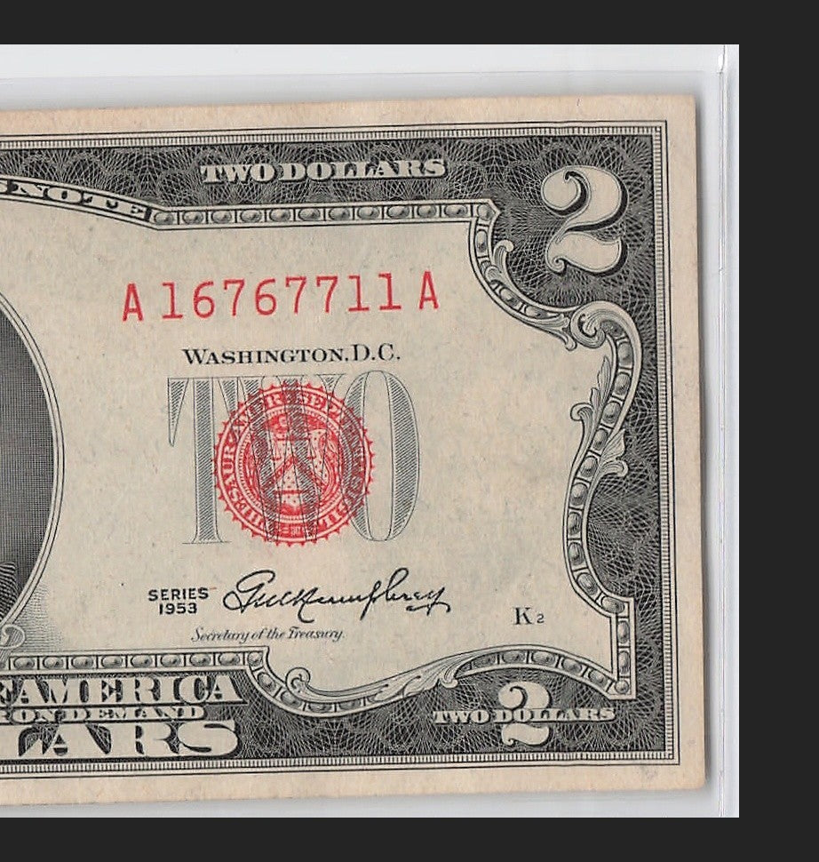 Trinary Fancy Serial Number Two Dollar Red Seal 1953 1s 6s 7s