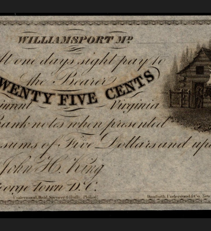 Williams Port Obsolete Maryland 1840s Era UNC 25 Cent Buying 1 Note