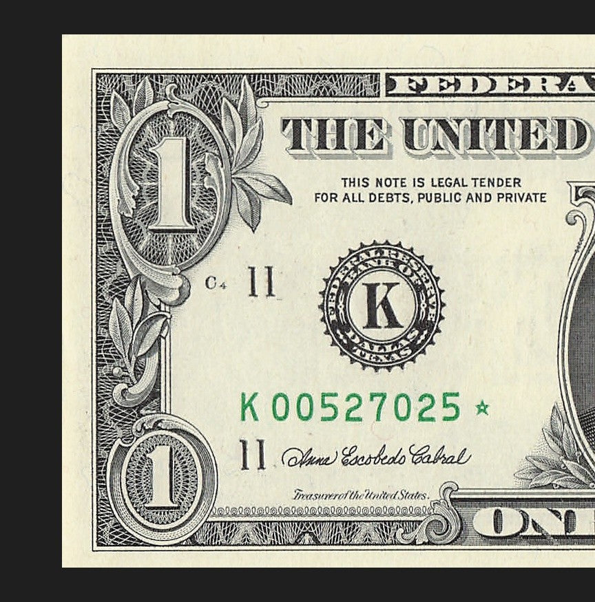 Star Note One Dollar Bill 2003A $1 B* Block Dallas Run 1 320K Sheet
