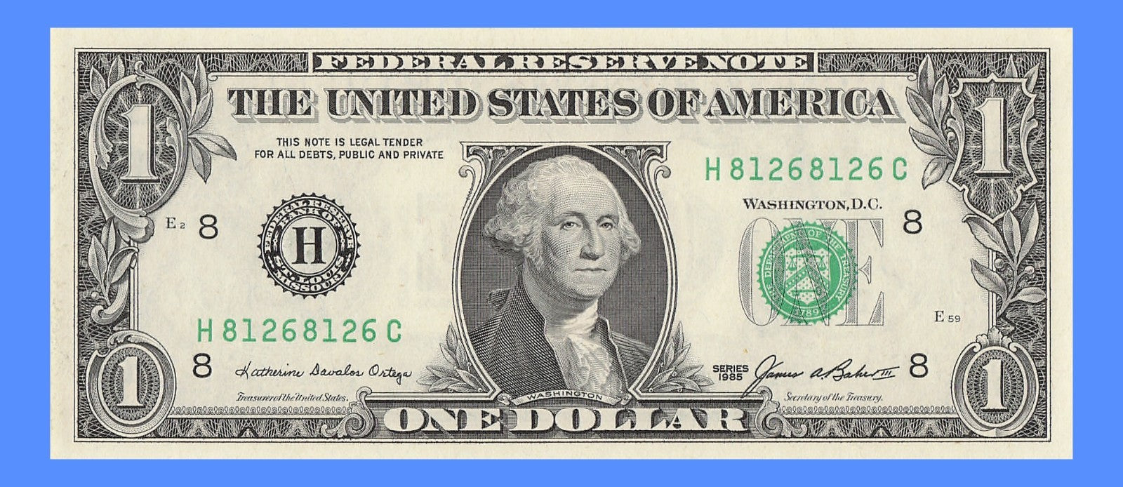 Repeater Fancy Serial Number One Dollar Bill 1985 1s 2s 6s 8s HC Block