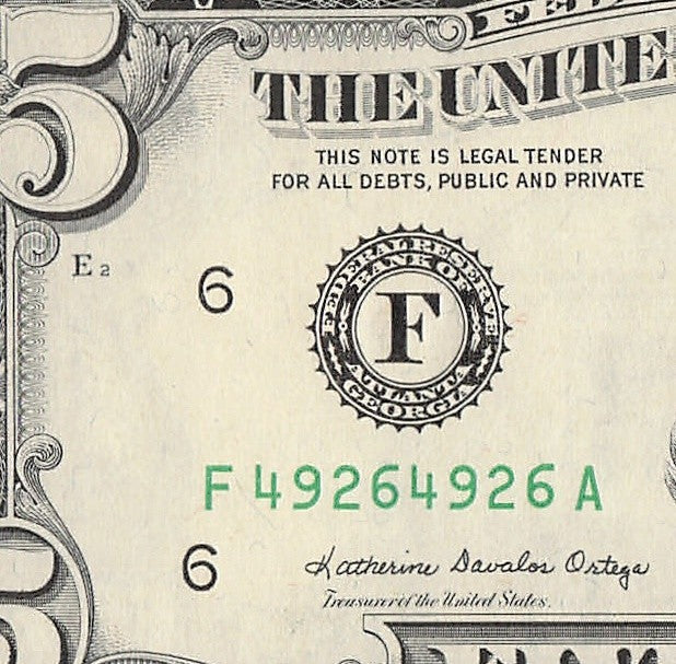 Repeater Fancy Serial Number Five Dollar Bill $5 1985 FA Block 4s 9s 2s 6s