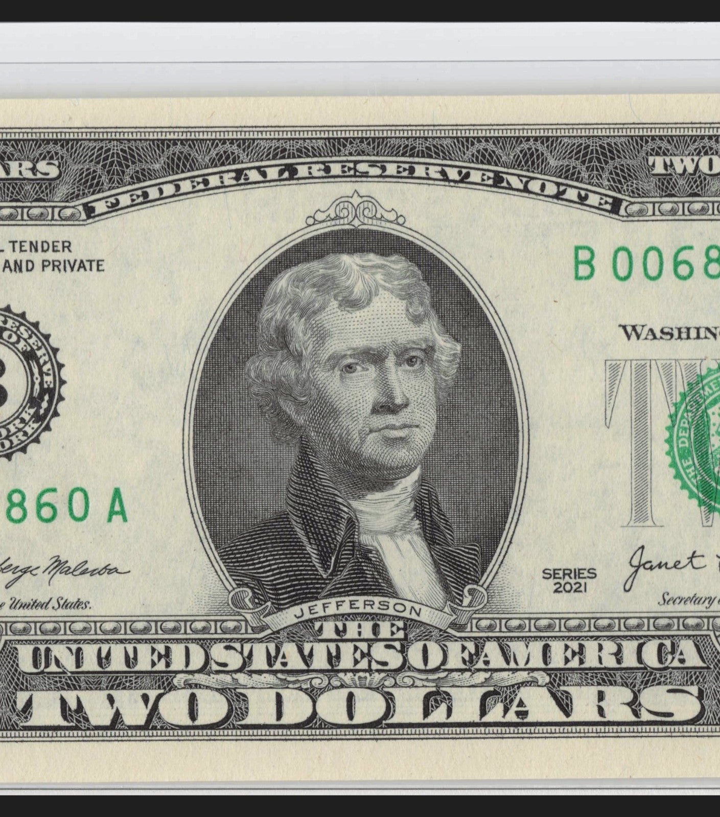 NEW 2021 $2 Flipper Fancy Serial Number Two Dollar Bill 0s 6s 8s Mini Radar