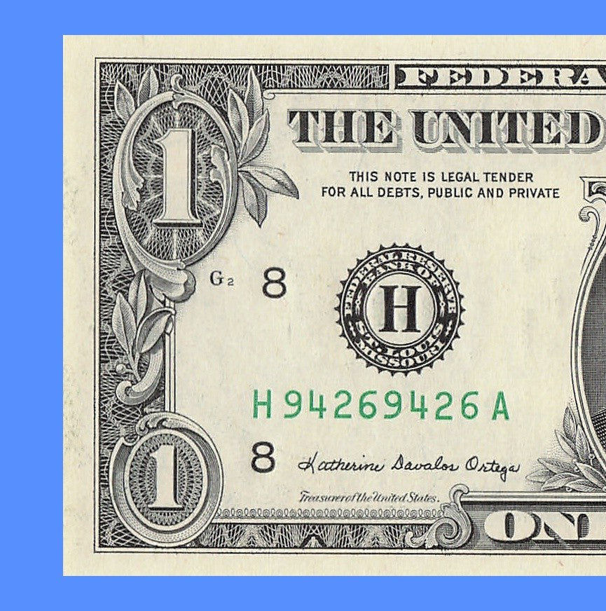 Repeater Fancy Serial Number One Dollar Bill 9s 4s 2s 6s 1988 HA Block