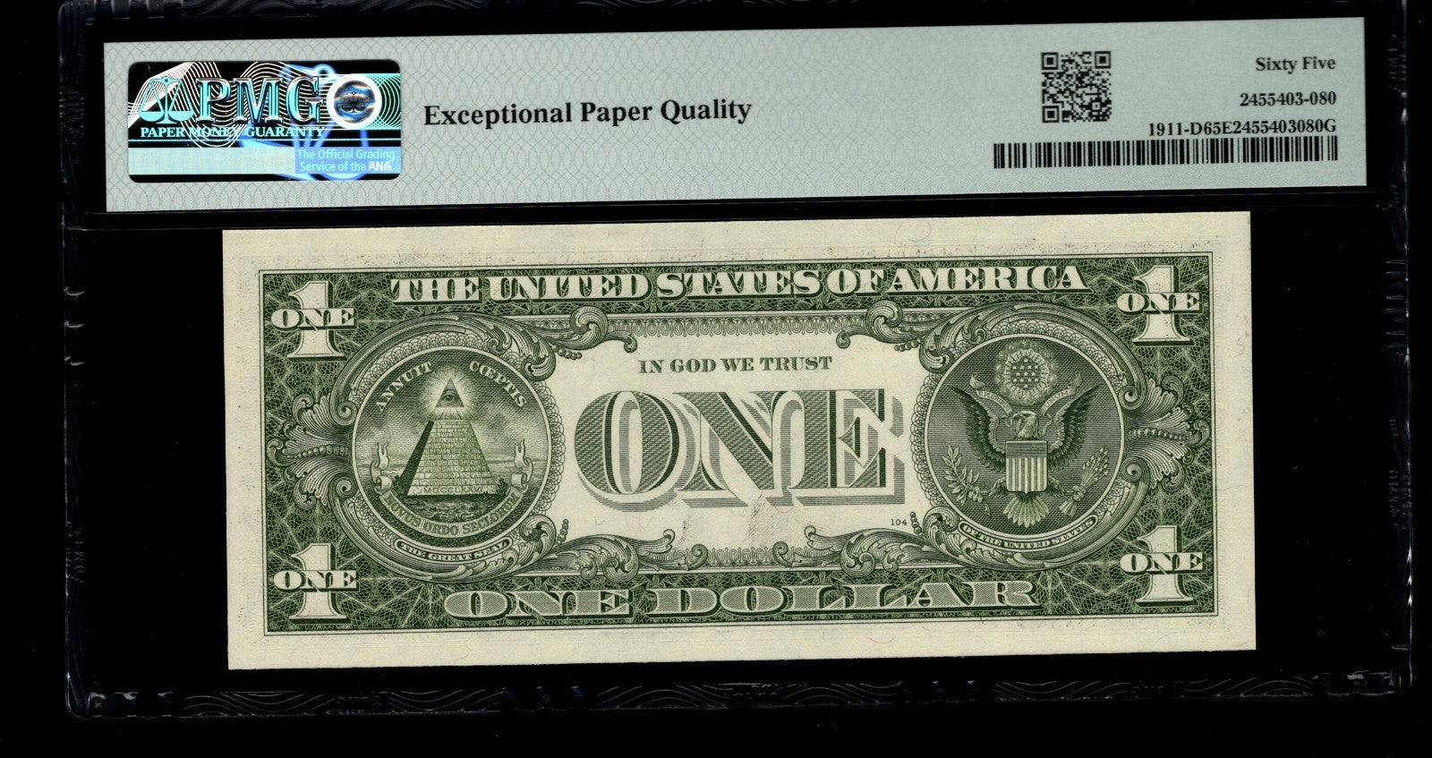 Low Serial Number 80 Fancy Serial Number One Dollar Bill PMG D00000080B