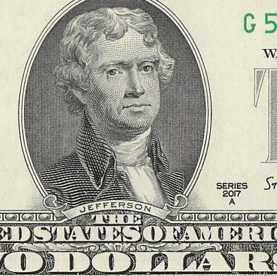Binary Two Dollar Bill Fancy Serial Number 2017A $2 Binary 3s 5s