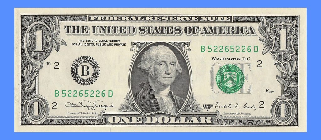 Repeater Fancy Serial Number One Dollar Bill 2s 5s 6s 1988A BD Block Trinary