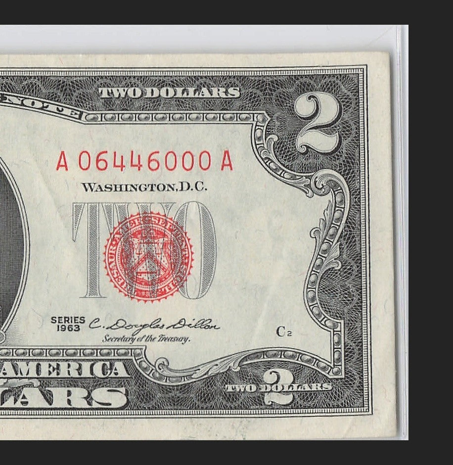 Trinary Fancy Serial Number Two Dollar Red Seal 1963 0s 4s 6s