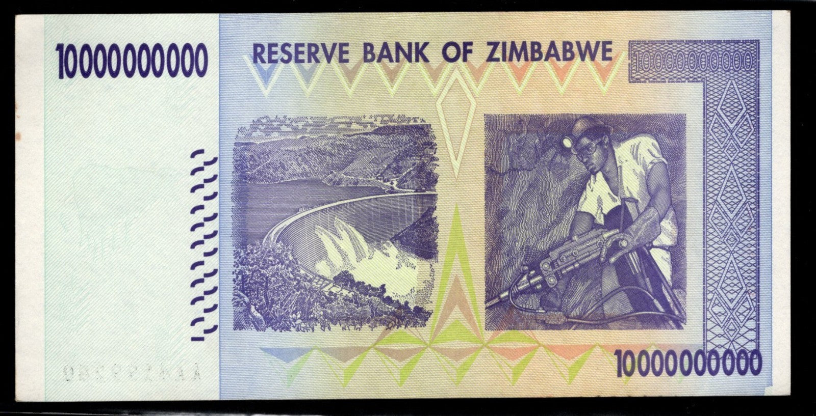 Zimbabwe Ten Billion Dollars Reserve Bank of Zimbabwe XF-AU Condition Lot of 1