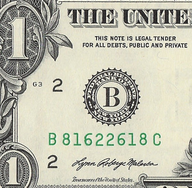 Radar Fancy Serial Number One Dollar Bill 2021 $1 BC Palindrome 8s 1s 6s 2s