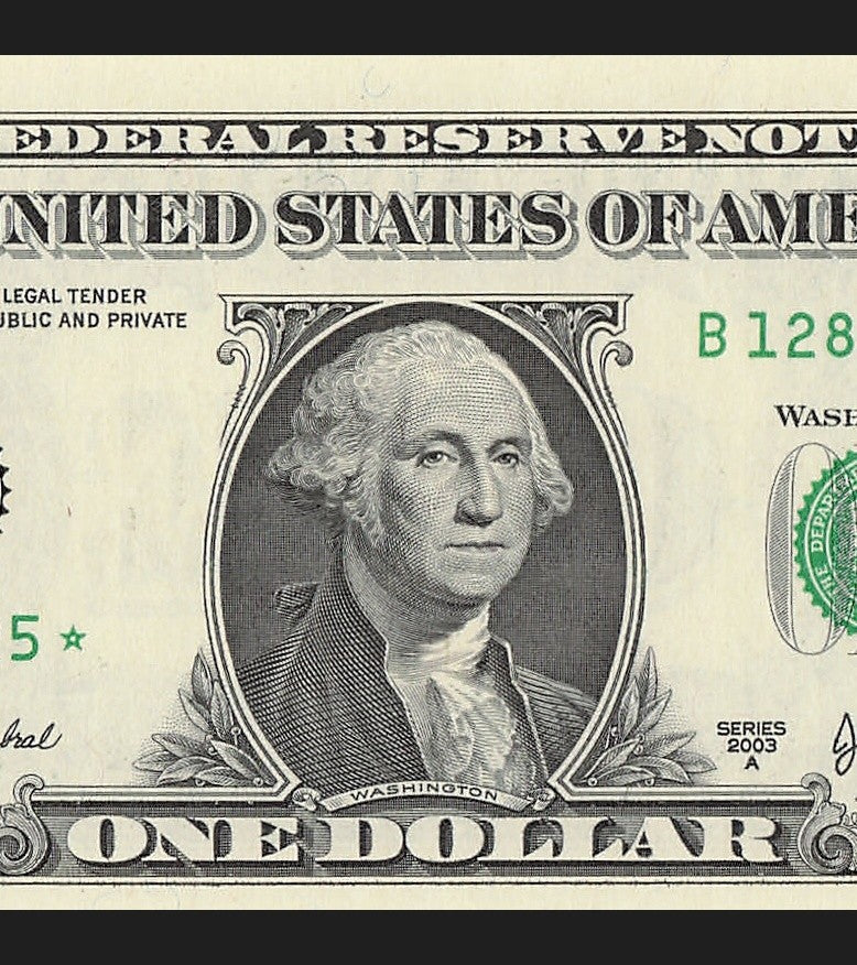 Star Note One Dollar Bill 2003A $1 B* Block New York Run 5 320K Sheet