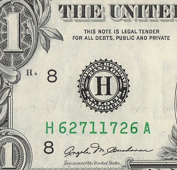 Radar Fancy Serial Number One Dollar Bill 1981 2s 1s 6s 7s HA