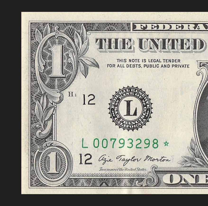 Star Note One Dollar Bill 1977 $1 L* Block Dallas Run 1 D1 UNC