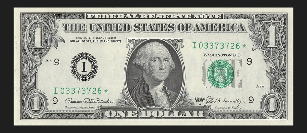 Star Note One Dollar Bill 1969C $1 I* Block Minneapolis Run 1 640K Run UNC